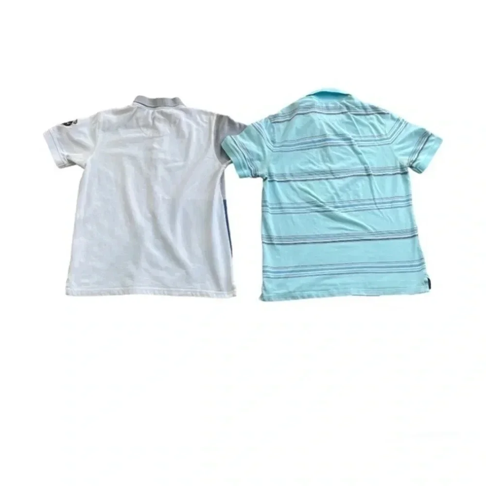 Bundle of 2 men’s polo style shirts Banana Republic & Nautica blue white Medium
